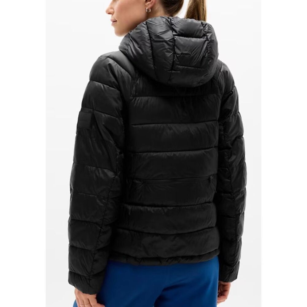 NEW NWT ATHLETA Aire Puffer BLACK hooded Jacket Coat XS